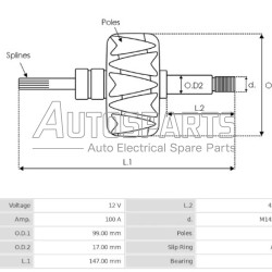 IB6092 - PROTECH, ΠΟΜΠΙΝΑ ΔΥΝΑΜΟΥ DENSO 12V 100Amp