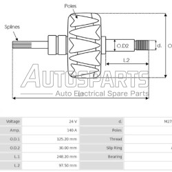 72000040010 - PSH, ΠΟΜΠΙΝΑ ΔΥΝΑΜΟΥ BOSCH 24V 140Amp