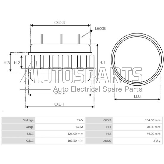 S/2054 - ORME, ΠΗΝΙΟ ΔΥΝΑΜΟΥ BOSCH 24V 140Amp