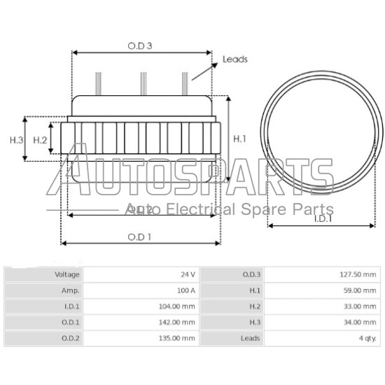 IA6442 - PROTECH, ΠΗΝΙΟ ΔΥΝΑΜΟΥ BOSCH 24V 100Amp