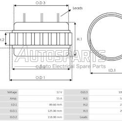 CSR10003AS - CASCO, ΠΗΝΙΟ ΔΥΝΑΜΟΥ BOSCH 12V 55Amp