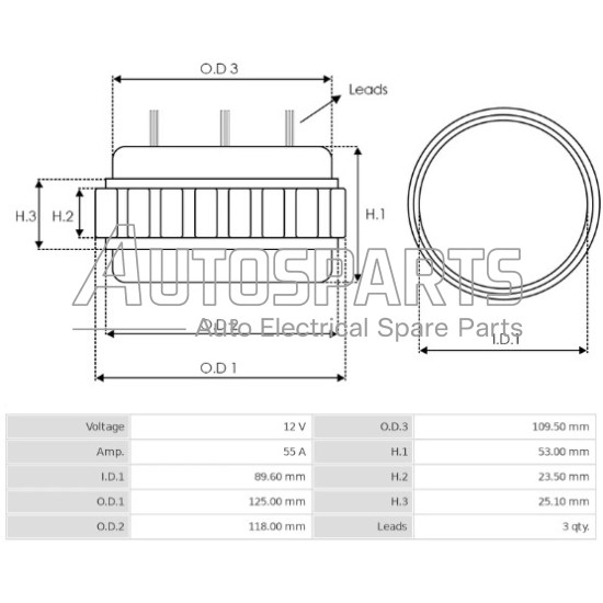 CSR10003AS - CASCO, ΠΗΝΙΟ ΔΥΝΑΜΟΥ BOSCH 12V 55Amp