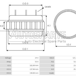 ST300162 - SIOM, ΠΗΝΙΟ ΔΥΝΑΜΟΥ BOSCH 24V 55Amp 4 ΕΞΟΔΟΥΣ