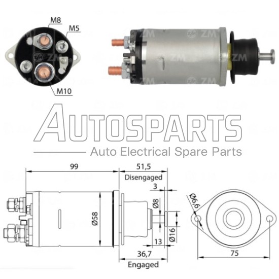 ZM805 - ZM, ΜΠΟΥΤΟΝ ΜΙΖΑΣ DELCO REMY 12V BOBCAT, CLARK, CUMMINS, PERKINS