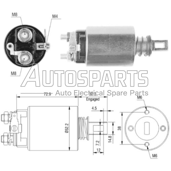 ZM783 - ZM, ΜΠΟΥΤΟΝ ΜΙΖΑΣ HITACHI 12V CASE, FORD, KUBOTA, NEW HOLLAND, PERKINS