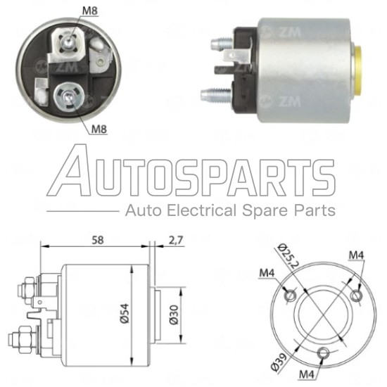 ZM491 - ZM, ΜΠΟΥΤΟΝ ΜΙΖΑΣ BOSCH 12V, FIAT, PEUGEOT, SUZUKI