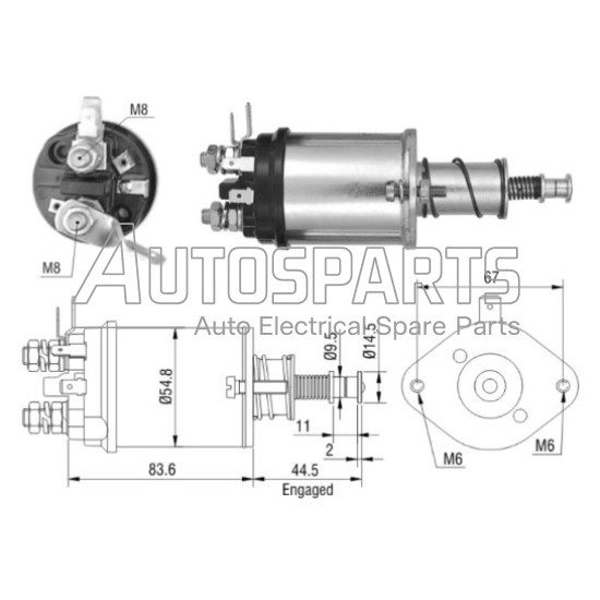 ZM614ZB - ZM, ΜΠΟΥΤΟΝ ΜΙΖΑΣ LUCAS 12V FORD, LEYLAND, LOMBARDINI 