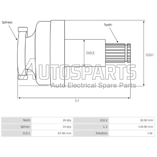 ZN1047 - ZEN, ΣΥΜΠΛΕΚΤΗΣ ΜΙΖΑΣ MITSUBISHI Lmax=132 Z=20