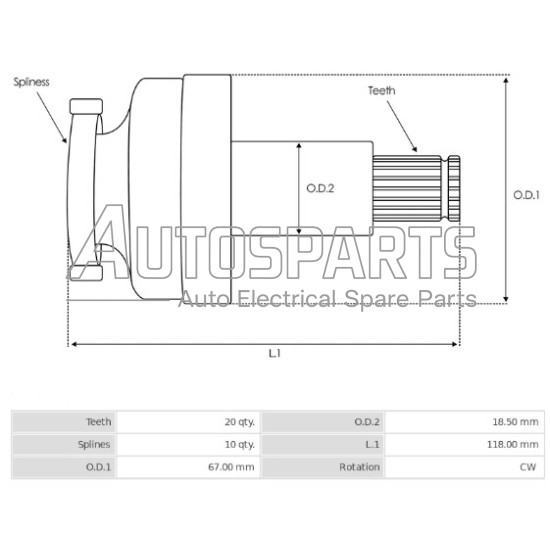 IA2807 - PROTECH, ΣΥΜΠΛΕΚΤΗΣ ΜΙΖΑΣ MITSUBISHI Lmax=132 Z=20