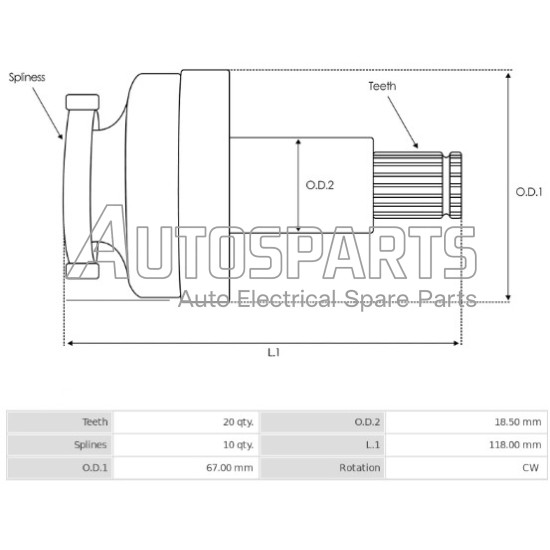 1681 - GHIBAUDI, ΣΥΜΠΛΕΚΤΗΣ ΜΙΖΑΣ MITSUBISHI Lmax=132 Z=20