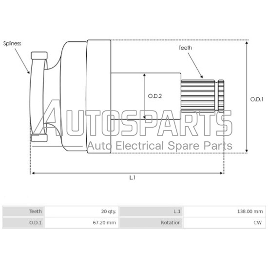 233845 - CARGO, ΣΥΜΠΛΕΚΤΗΣ ΜΙΖΑΣ MITSUBISHI CLARK L=158mm Z=20