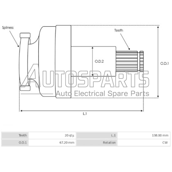 ZN1853 - ZEN, ΣΥΜΠΛΕΚΤΗΣ ΜΙΖΑΣ MITSUBISHI CLARK L=158mm Z=20