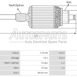 SA1004 - AS-PL, ΠΟΜΠΙΝΑ ΜΙΖΑΣ DELCO REMY 24V CATERPILLAR 6ΠΟΛΙΚΗ 50MT